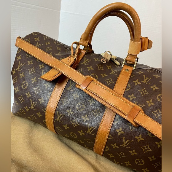 LOUIS VUITTON MONOGRAM KEEPALL 50 BANDOULIERE TRAVEL BAG - Picture 8 of 14